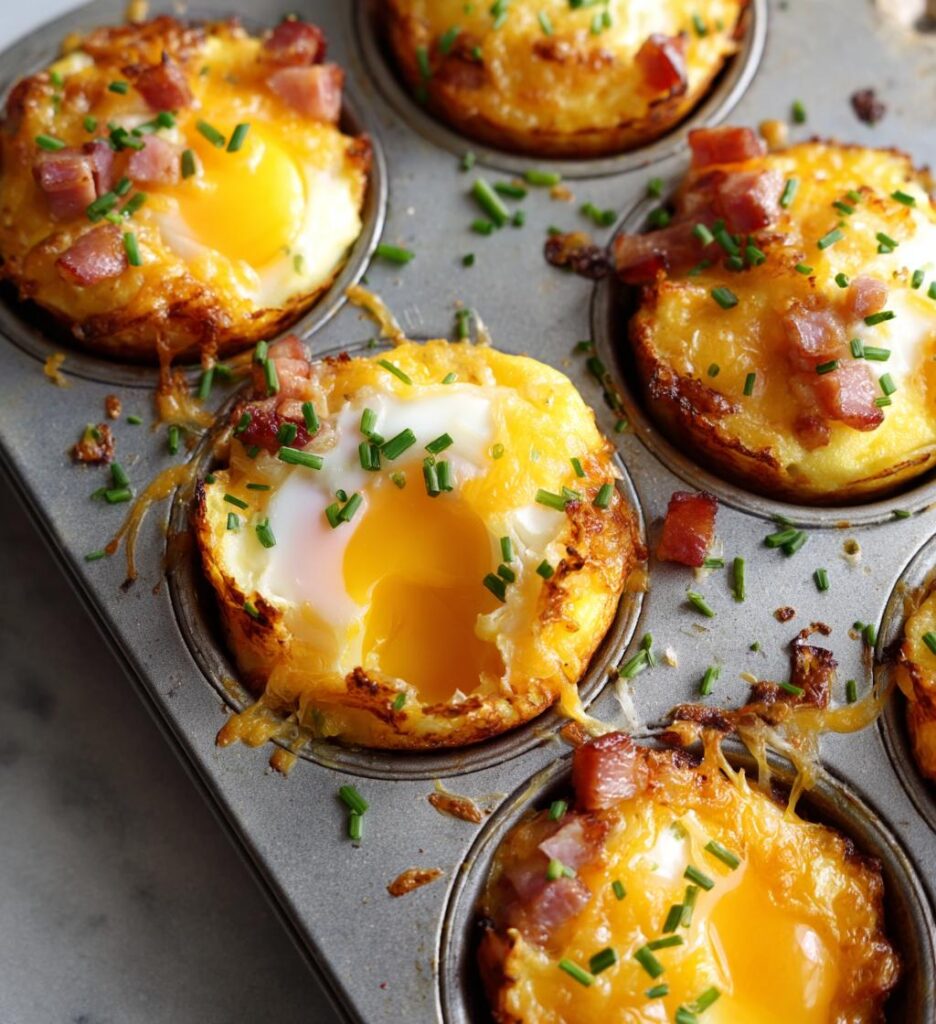 Bagte æg i muffin forme