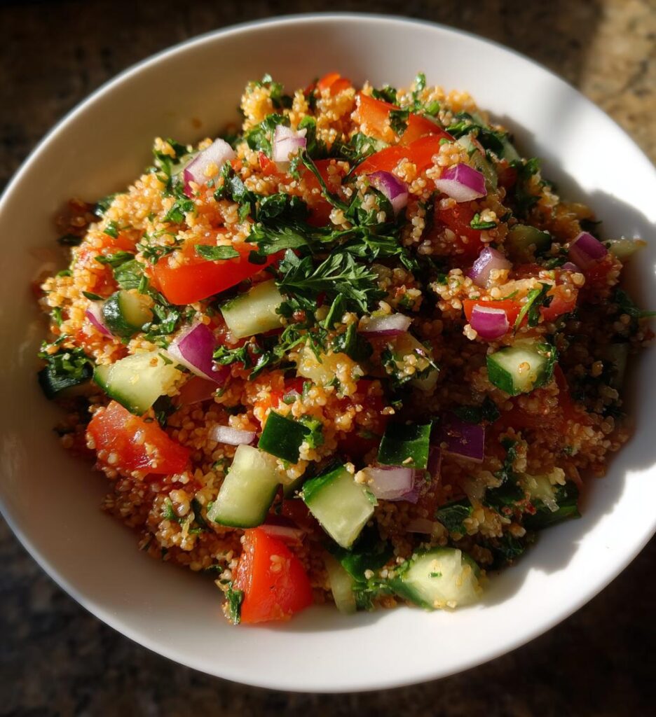 Bulgursalat med tomat og agurk