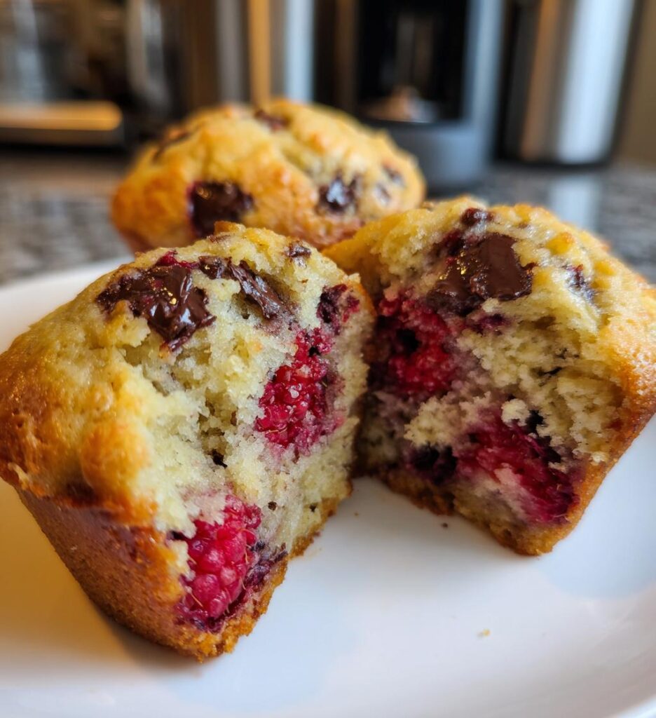 Hindbær-chokolade muffins
