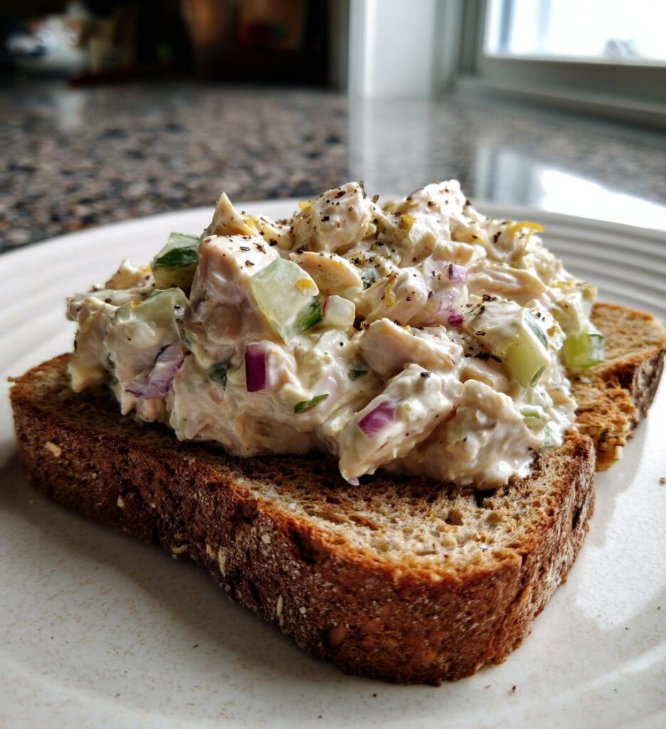 Hønsesalat på rugbrød