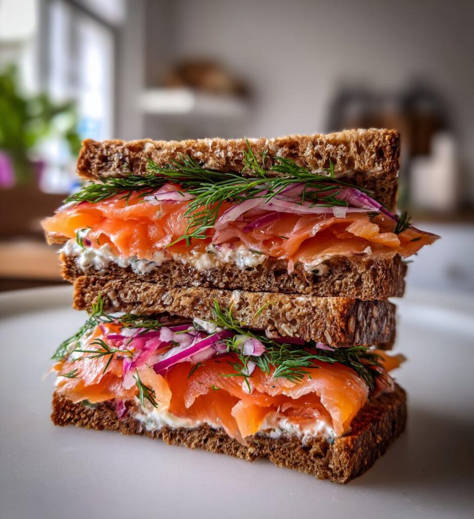 Rugbrødssandwich med laks