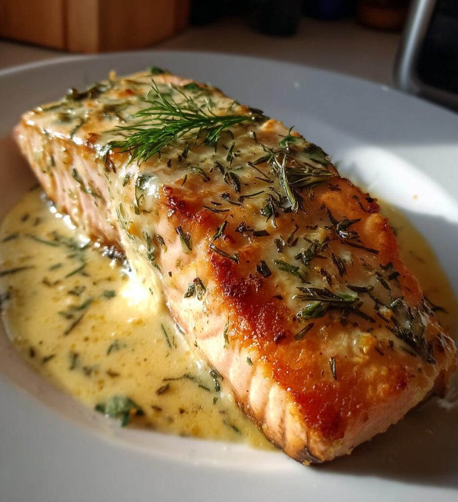 Baked Salmon with Mustard Dill Sauce