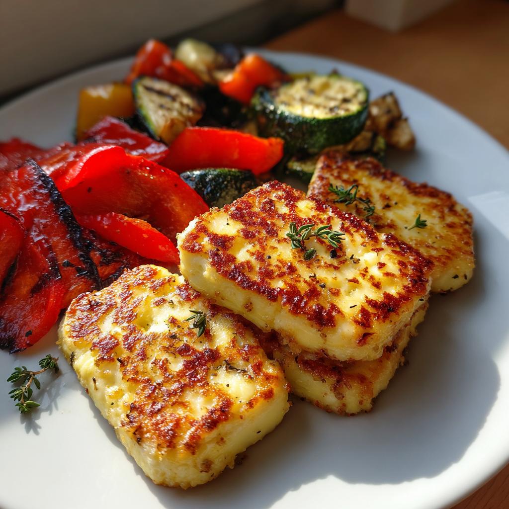 Grillet halloumi med grøntsager