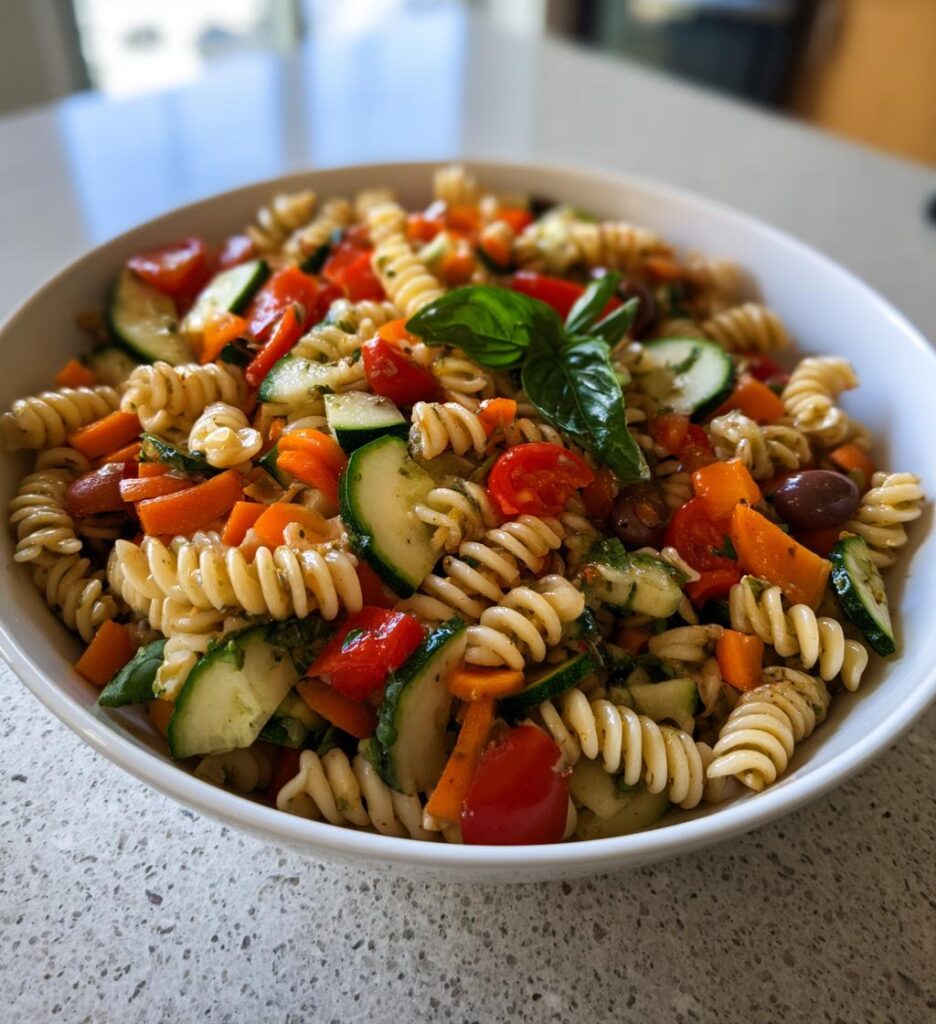 Pasta salat med grøntsager