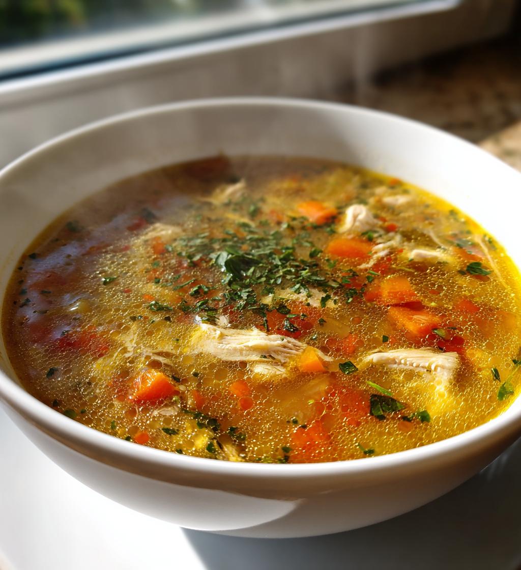 Suppe med kylling og grøntsager