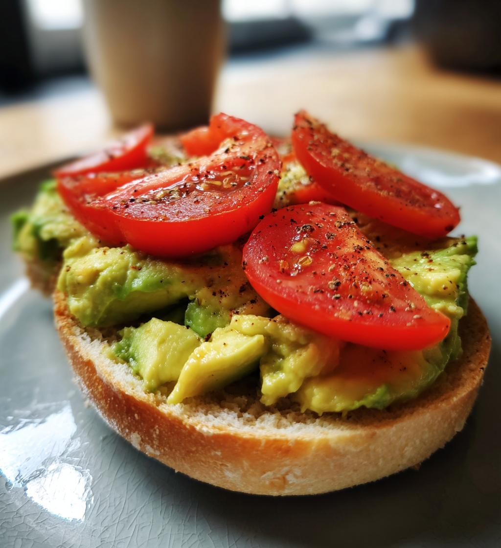Bagel med avocado og tomat