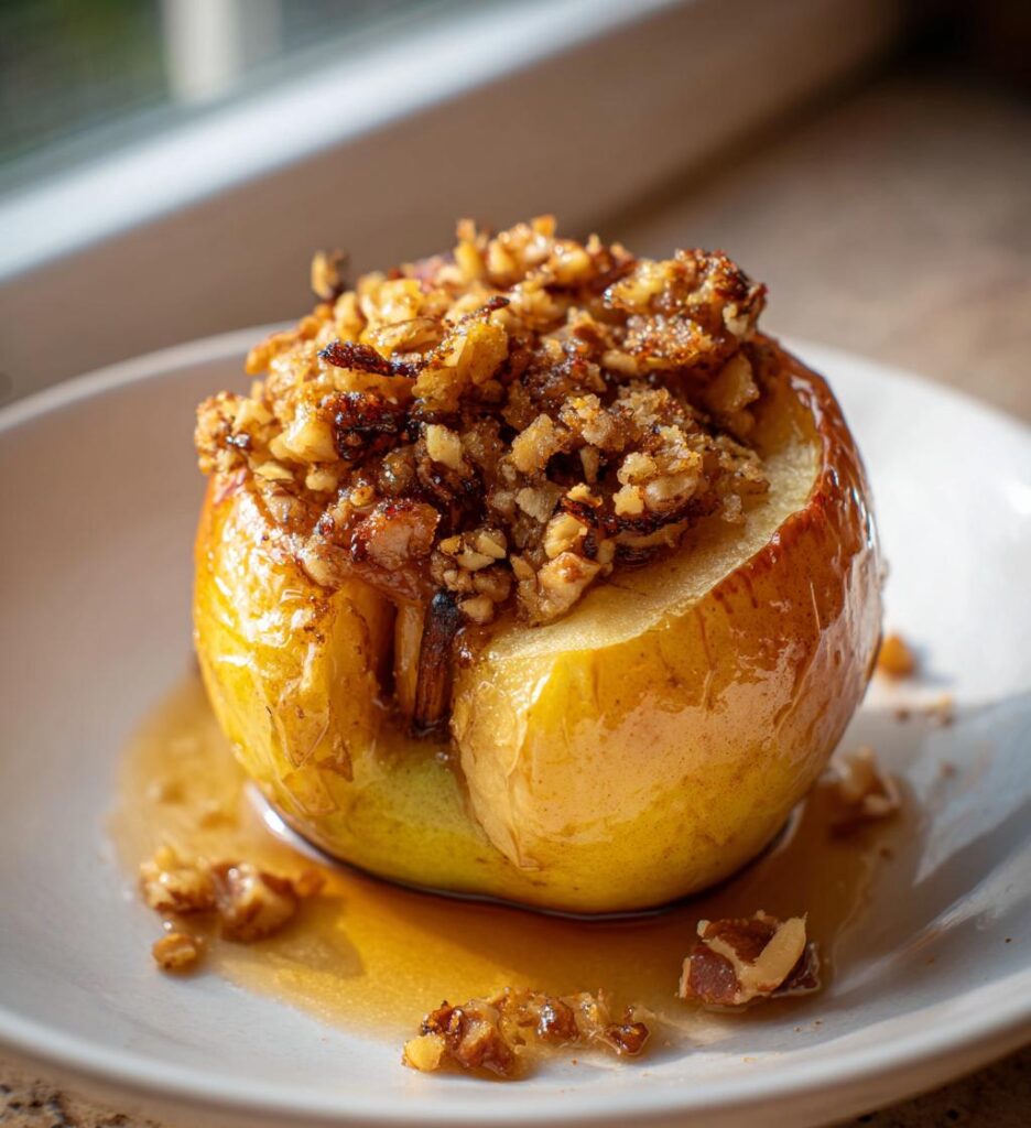 Bagte æbler med kanel og nødder