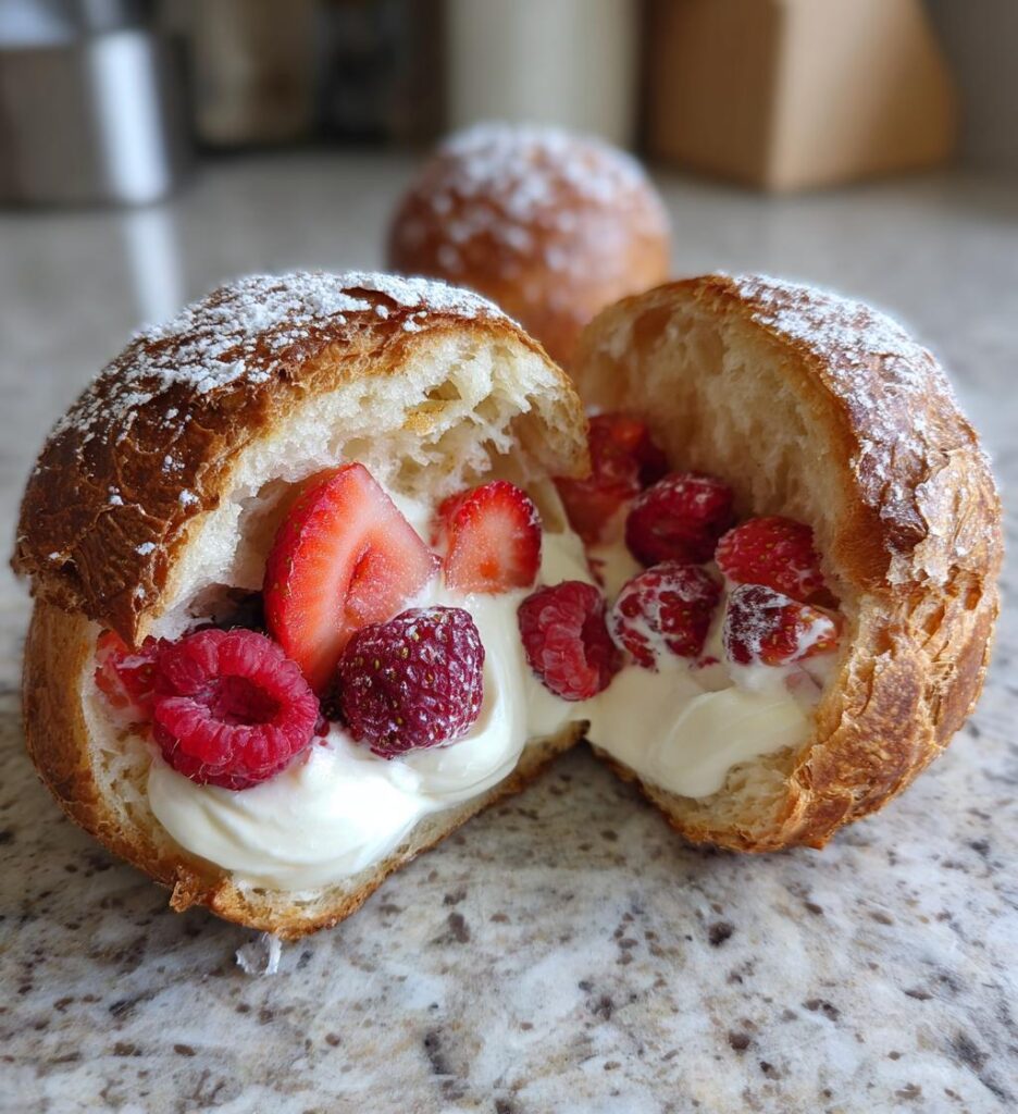 Fastelavnsboller med flødeskum og bær