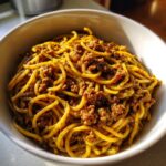 Oksekødspasta med pesto