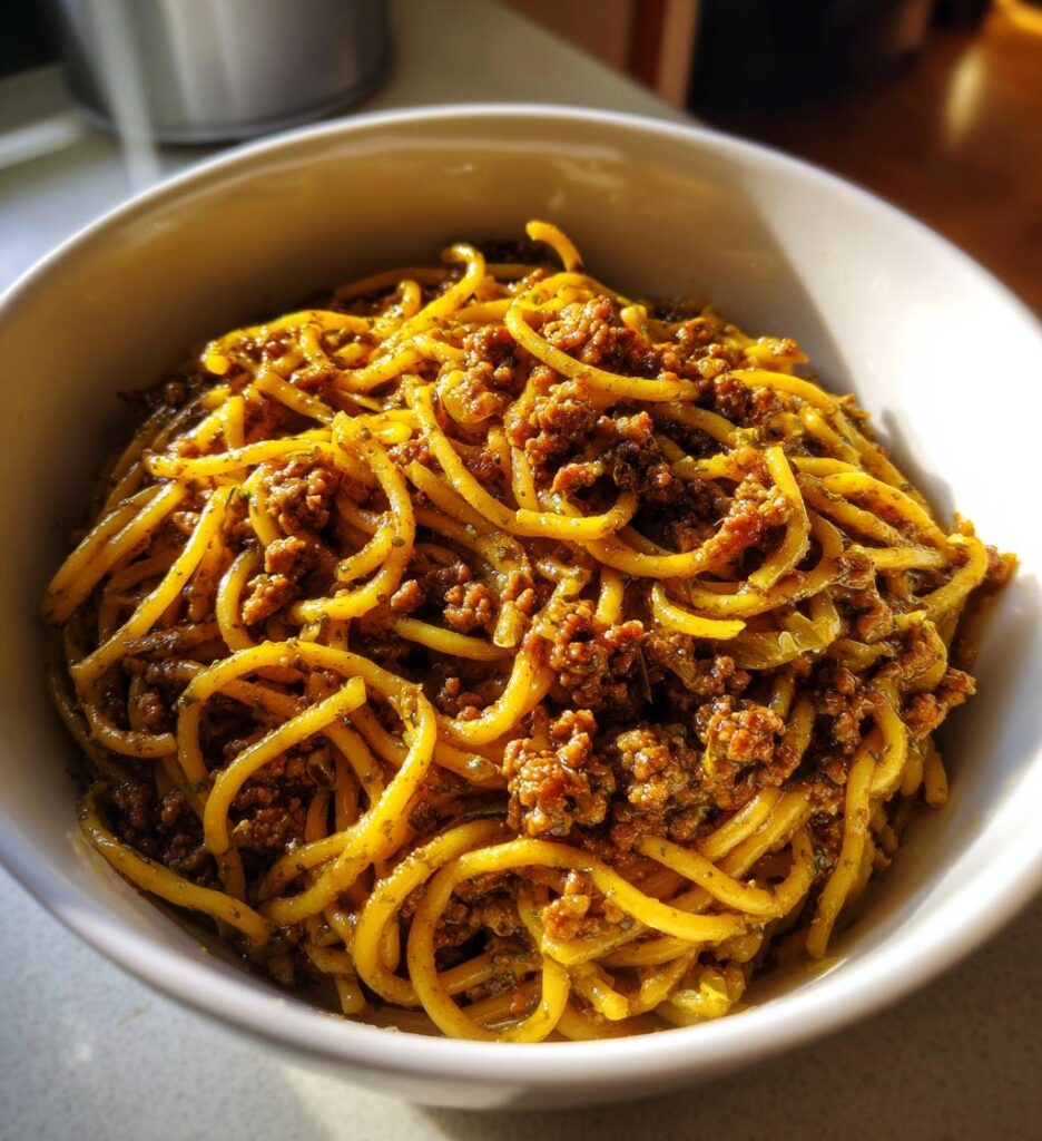 Oksekødspasta med pesto