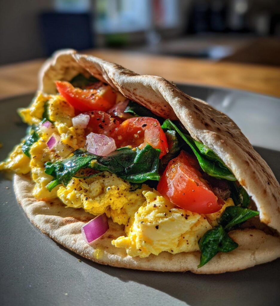 Pita med æg og grøntsager