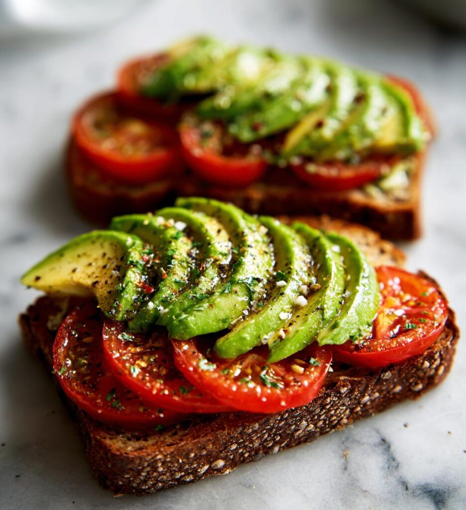 Rugbrød med avocado og tomat
