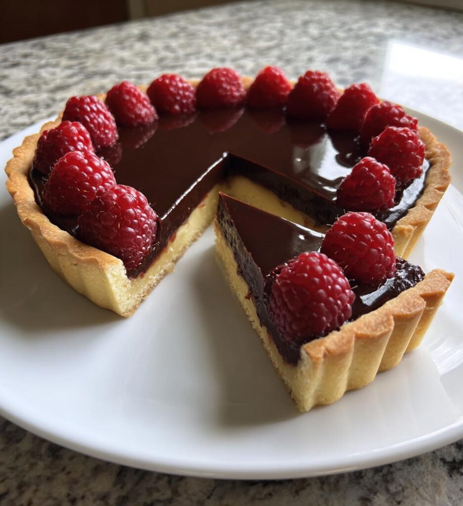 Chokolade-hindbær tart