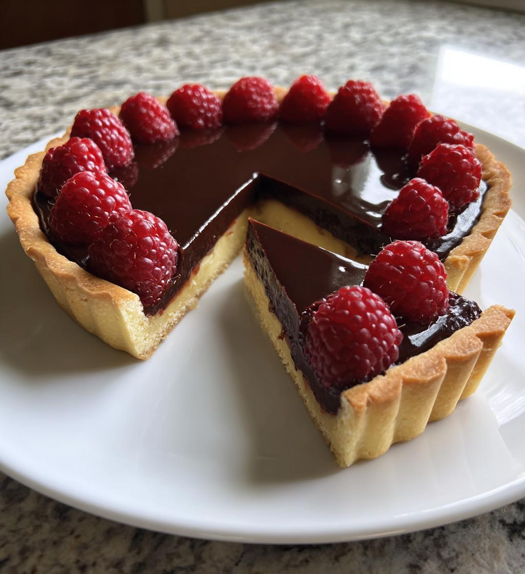 Chokolade-hindbær tart