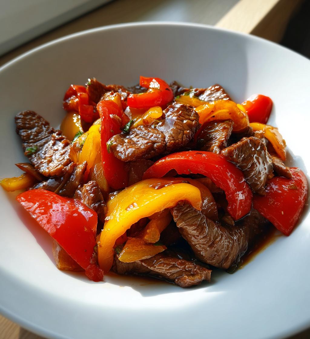 Oksekødstrimler med peberfrugt
