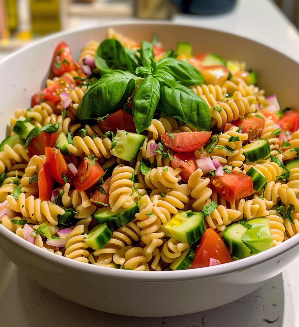 Pastasalat med grøntsager