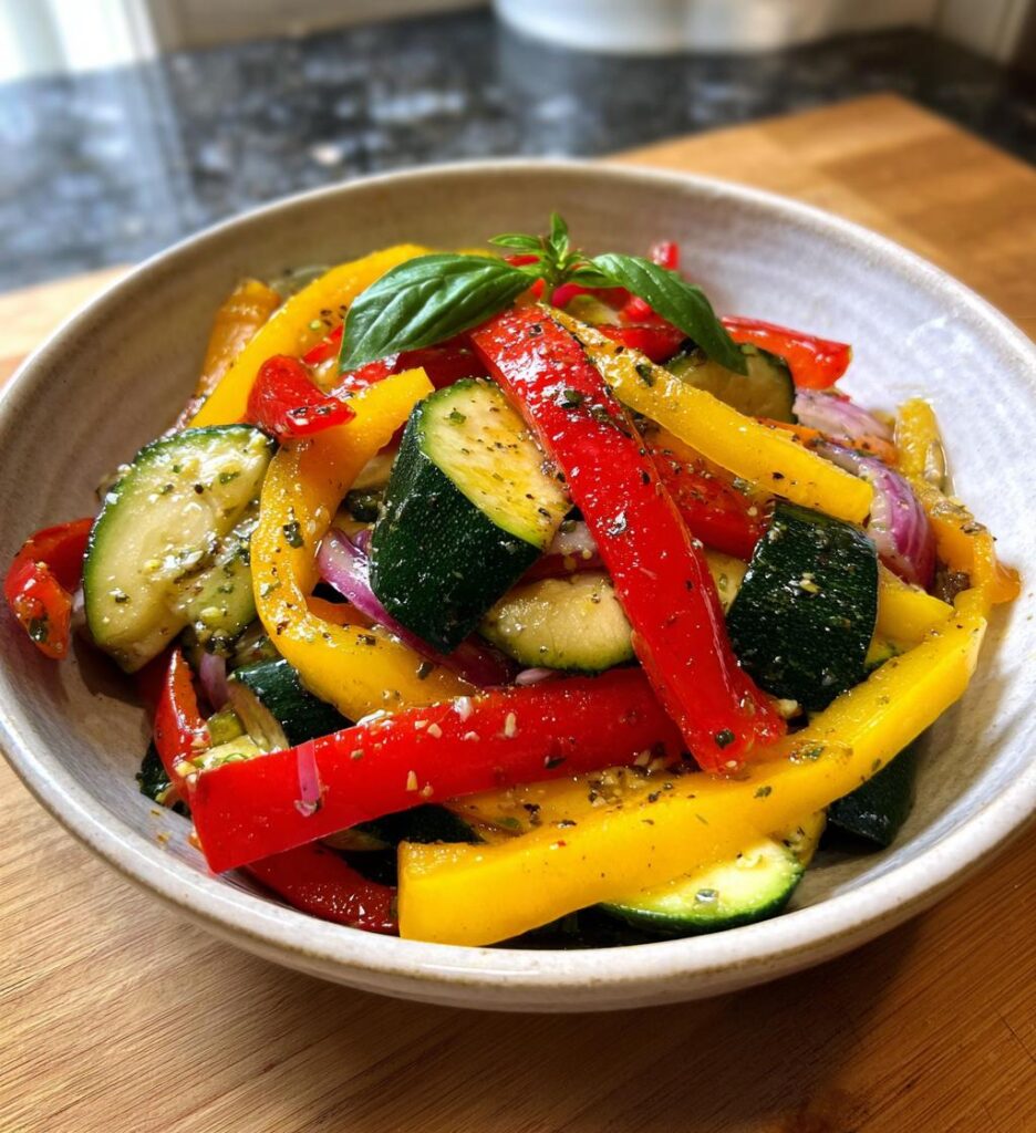 Peberfrugt- og zucchinisalat