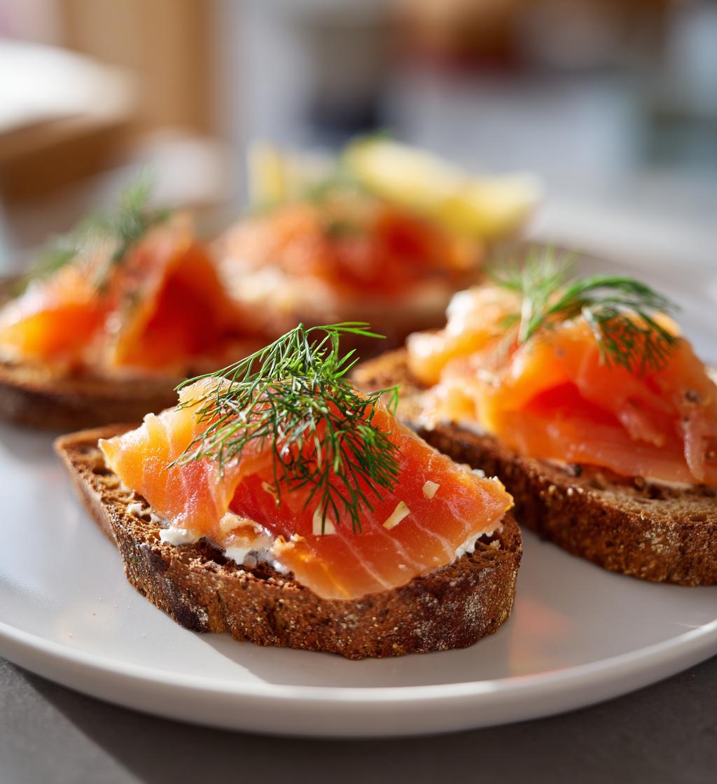 Små sandwiches med laks