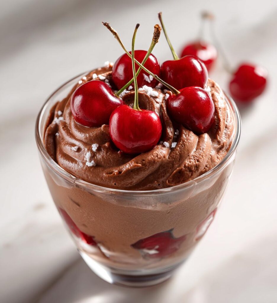 Chokolade-kirsebær mousse