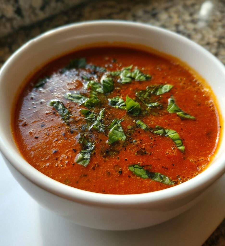 Cremet tomat-basilikum suppe