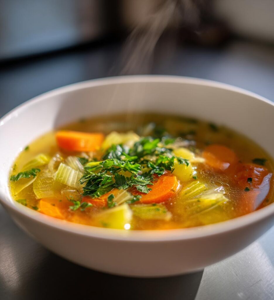 Grøntsagssuppe klar