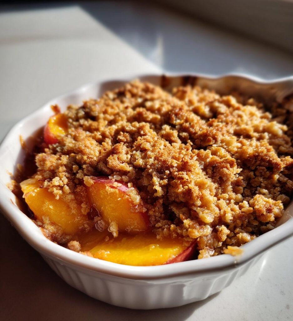 Hjerte fersken crumble