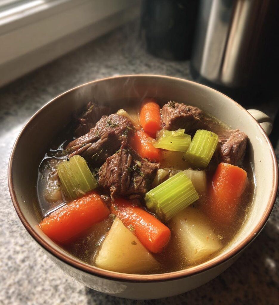 Lammekøds- og grøntsagssuppe