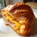 baked ham and cheese croissants