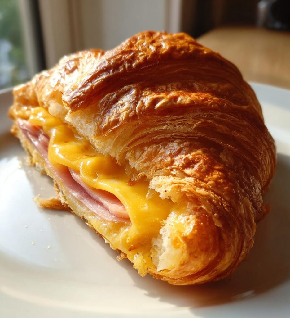 baked ham and cheese croissants