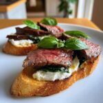 burrata and steak crostini