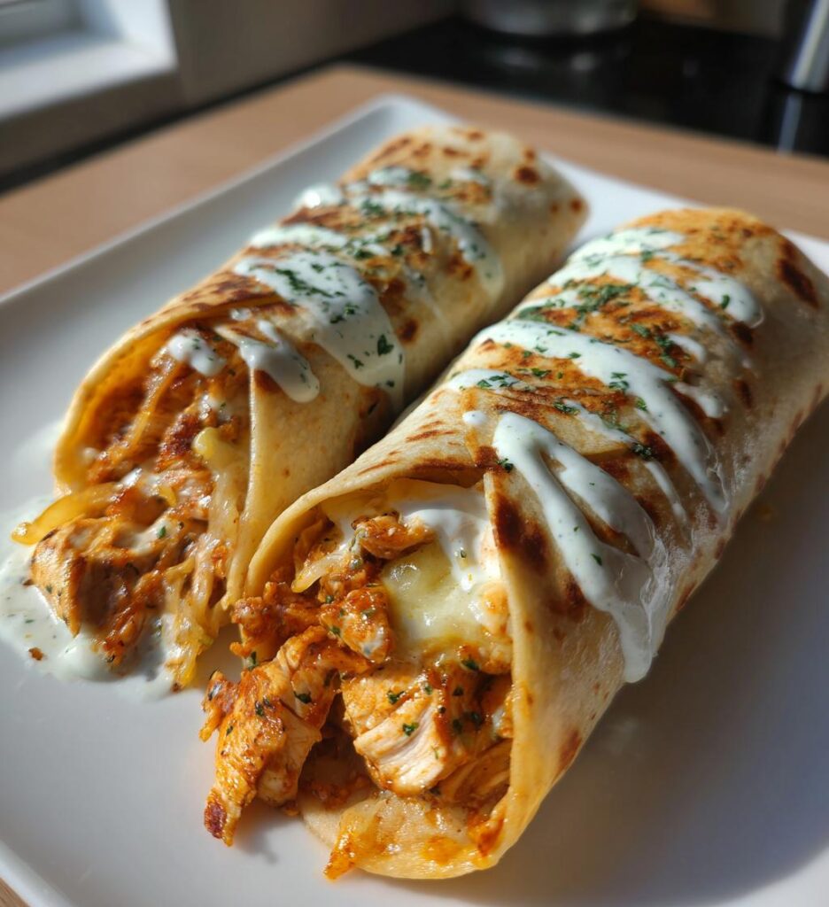 cheesy garlic chicken wraps