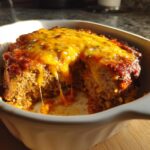 cheesy loaded meatloaf casserole with vegetables