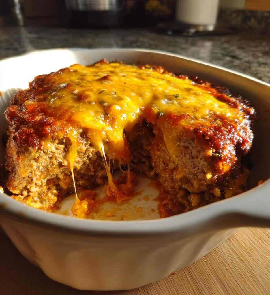 cheesy loaded meatloaf casserole with vegetables