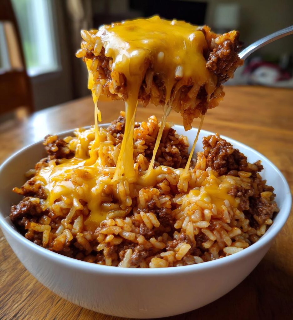 cheesy taco ground beef and rice