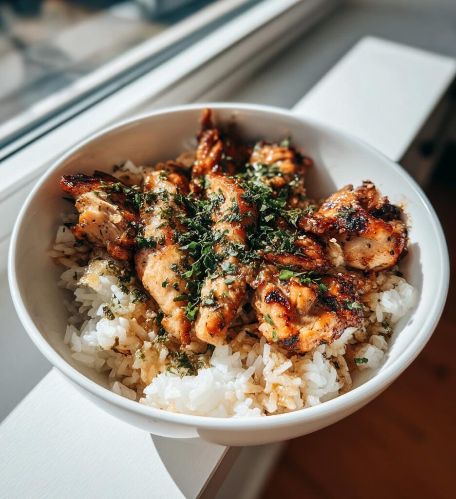 coconut chicken rice bowl