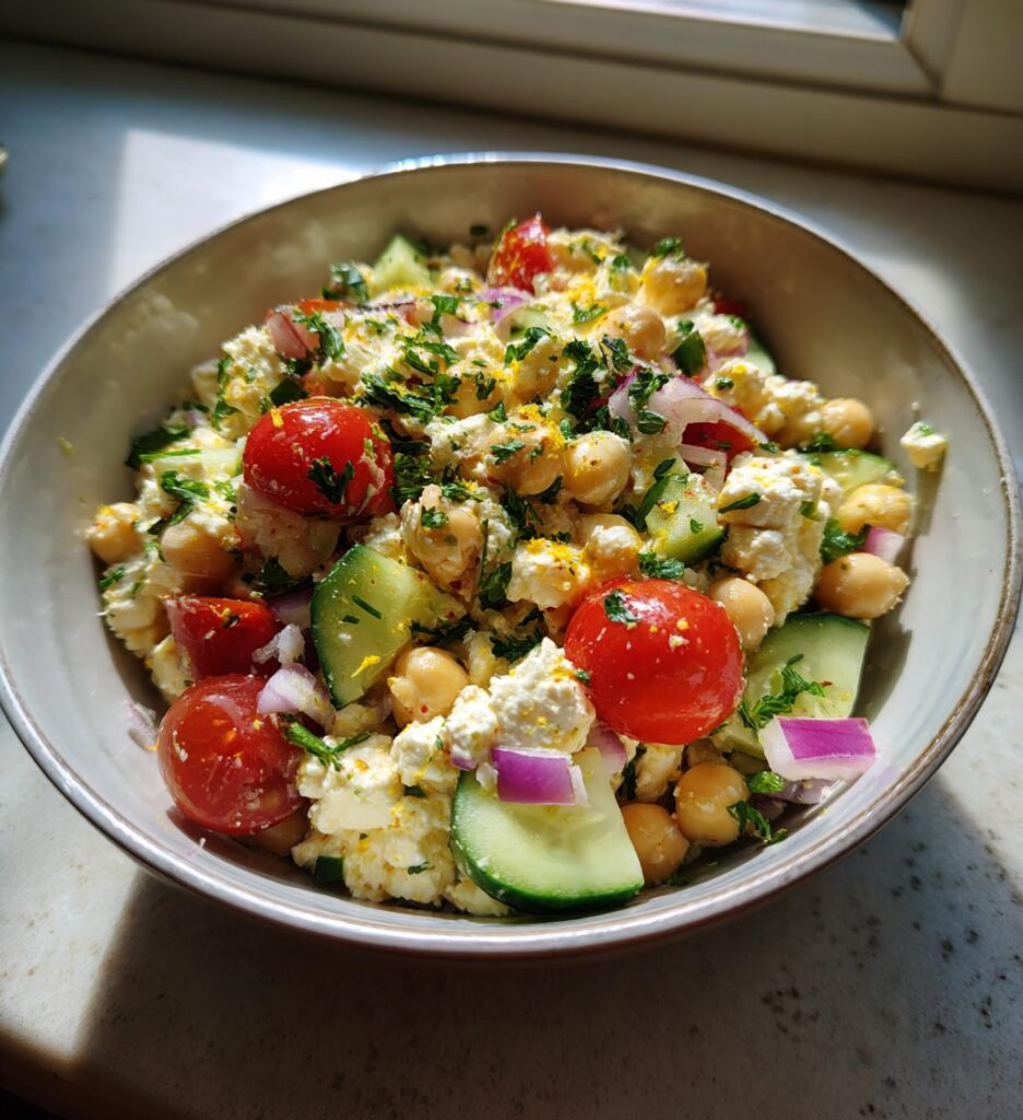 cottage cheese and chickpeas salad