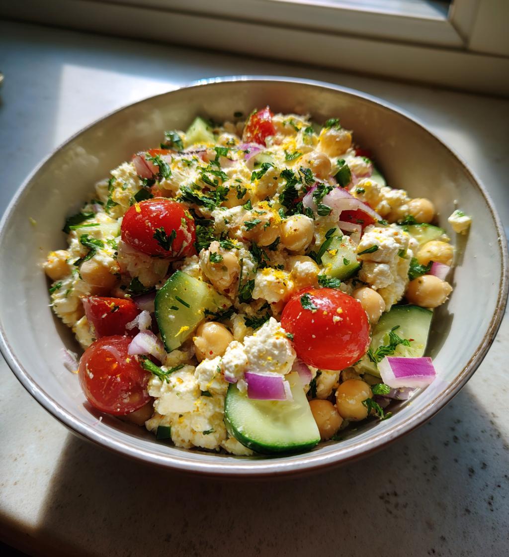 cottage cheese and chickpeas salad