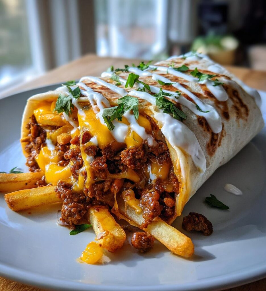 steak cheese dirty fry burritos