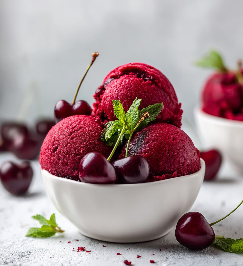 Kirsebærsorbet Juli — Hjemmelavet